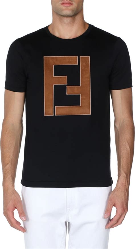 fendi faux leather logo t shirt|fendi t shirt original.